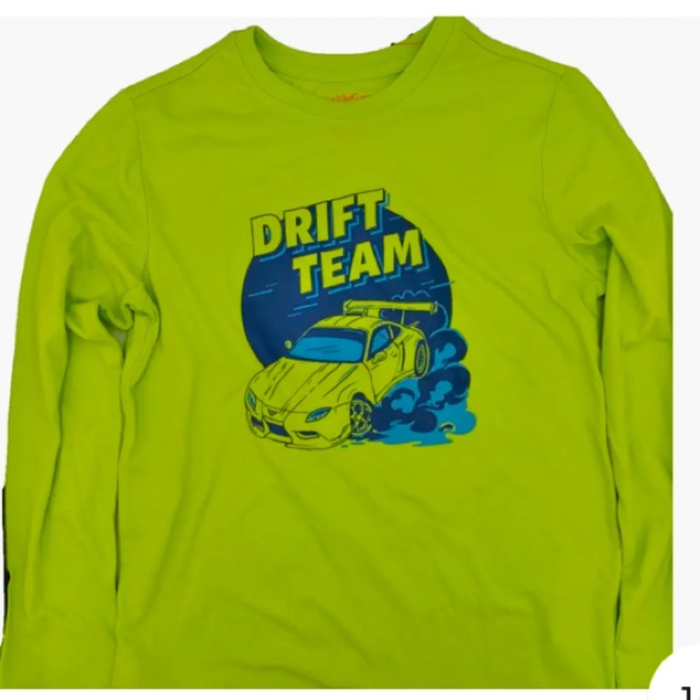 🚦Boy Drift Team T-Shirt Motor Car
Racing Tee Green  Large: 10/12 Cat
& Jack